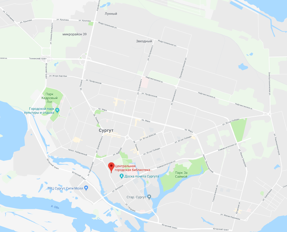 Схема размещения ЦБС на карте города
